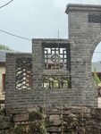 中式灰砖镂空景墙建筑