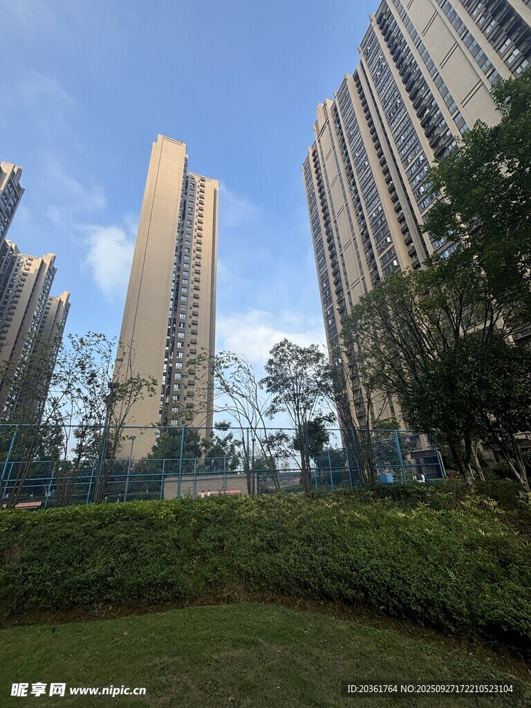 城市高楼与绿地景观