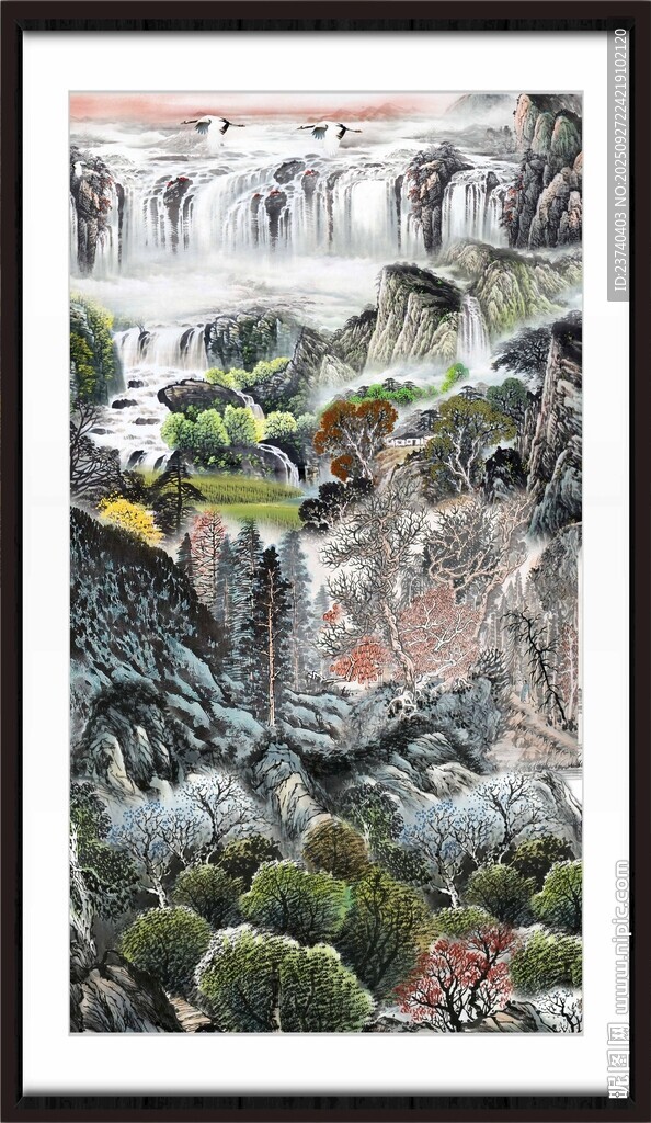 聚宝盆山水画 