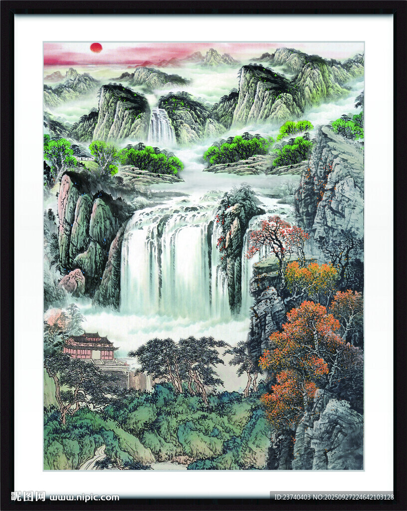 聚宝盆山水画
