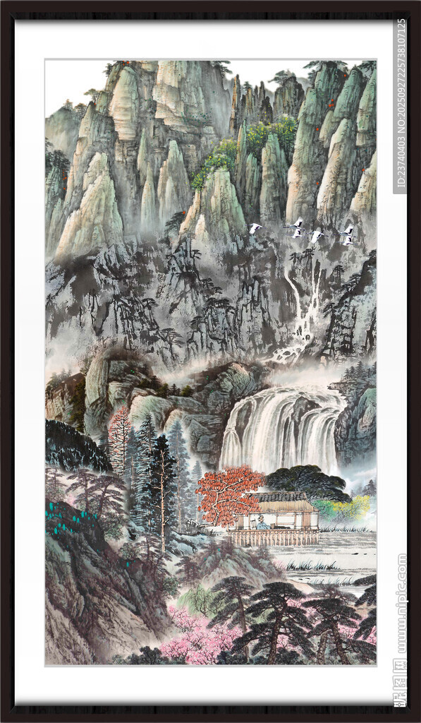 瀑布风景画