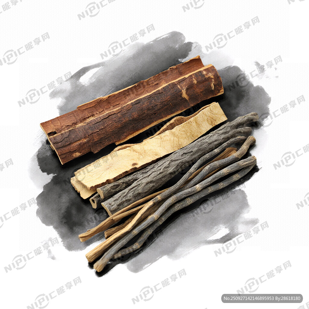 合欢皮远志夜交藤三种中药合图水