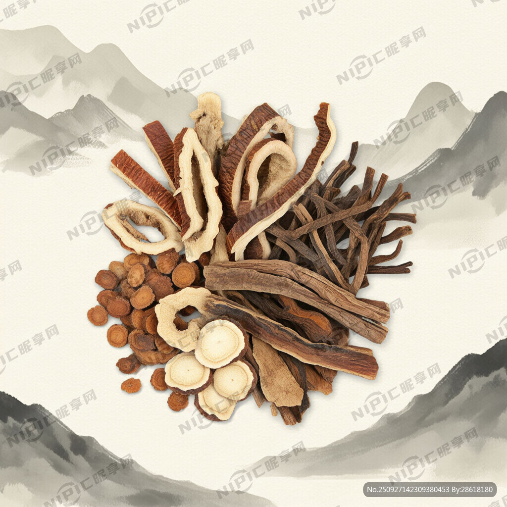 合欢皮远志夜交藤三种中药合图