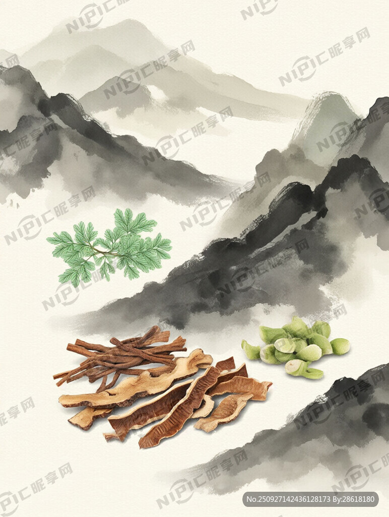 合欢皮远志夜交藤三种中药合图