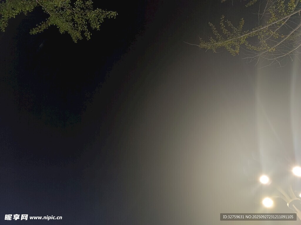 雾中夜景灯光朦胧意境