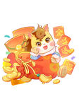 招财萌猫抱金元宝贺岁