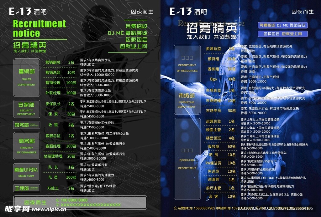 酒吧招聘单页