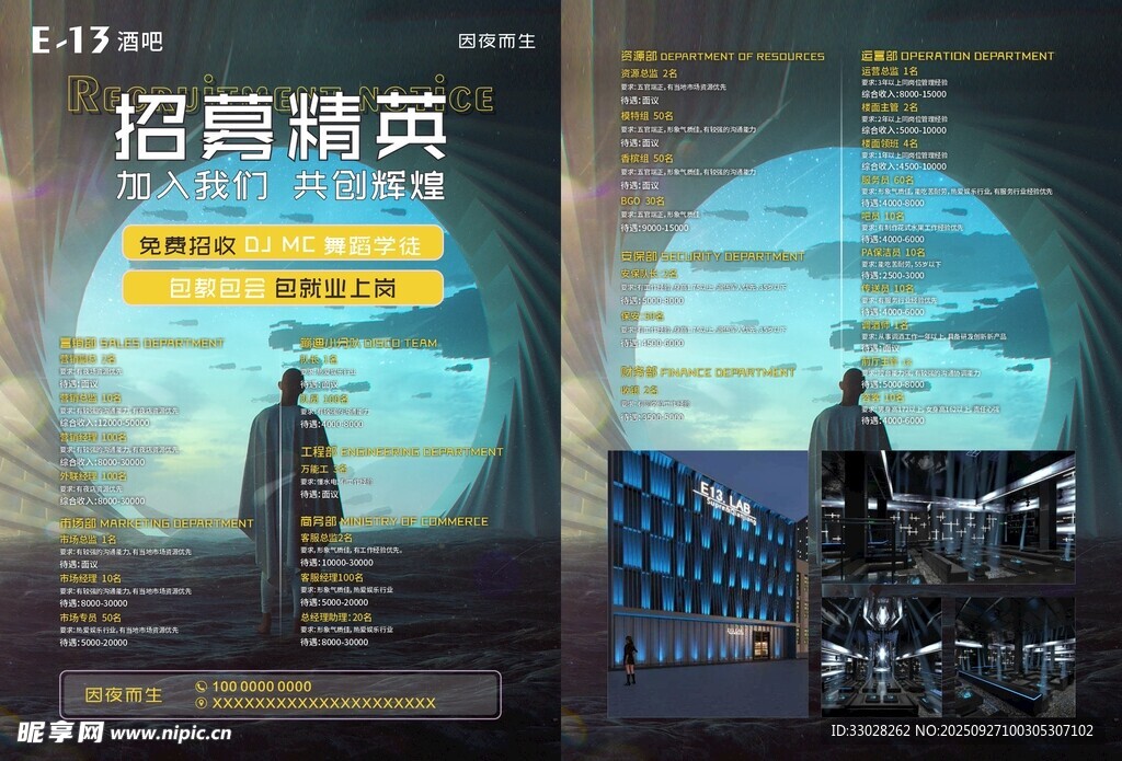 酒吧招聘单页