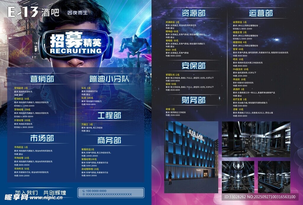 酒吧招聘单页