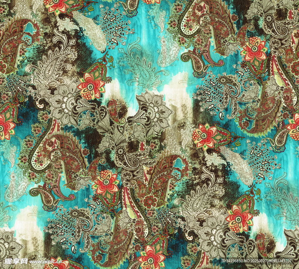复古佩斯利花纹图案设计