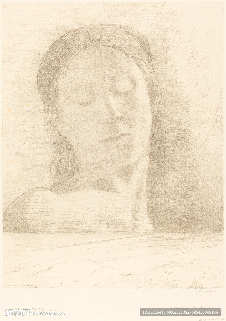 素描女性头像