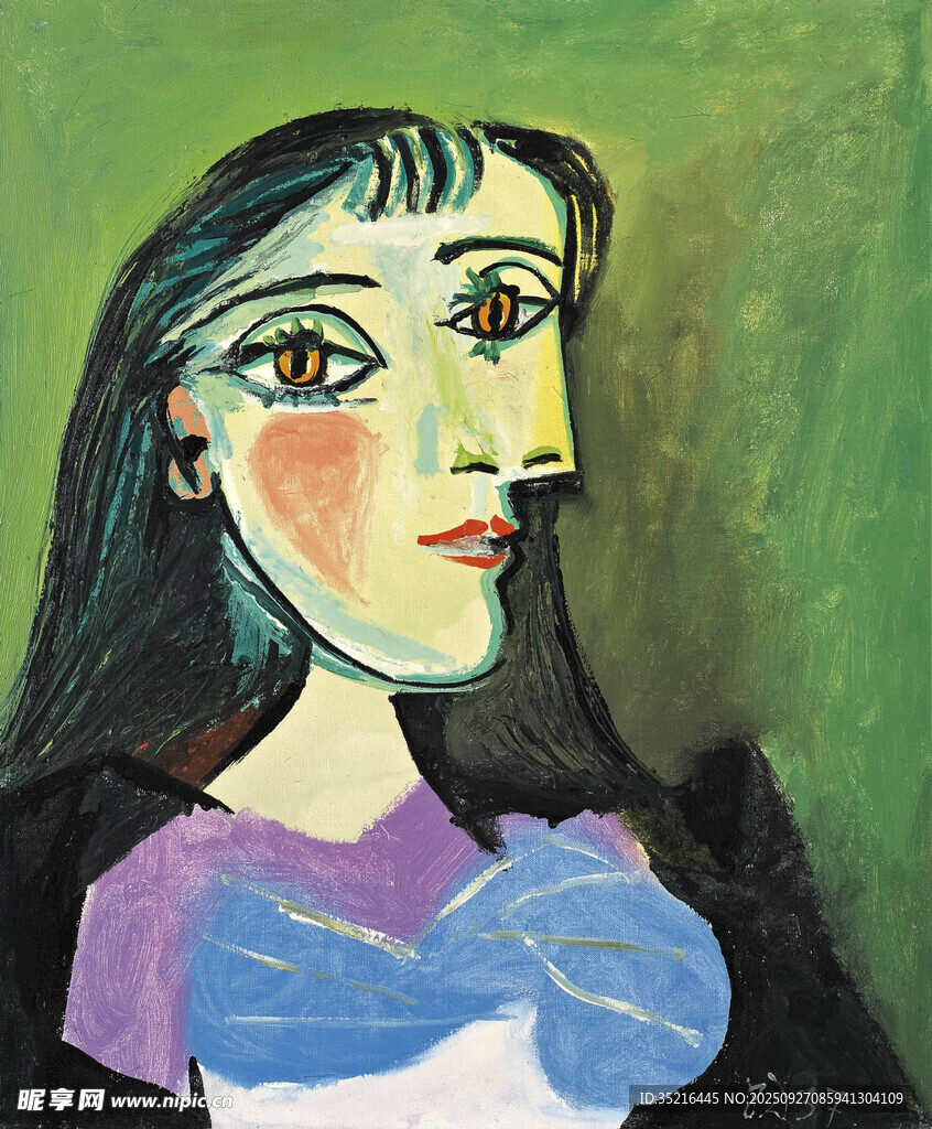 毕加索风格的女性肖像画