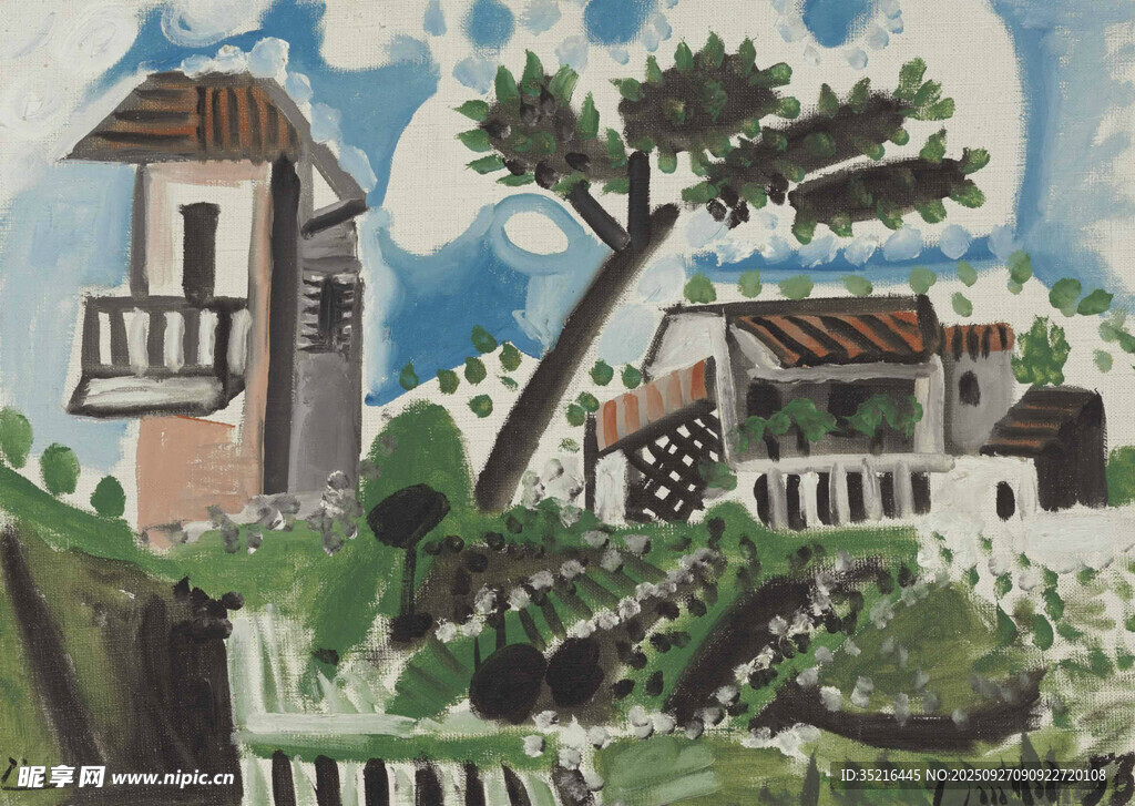 乡村风景绘画作品
