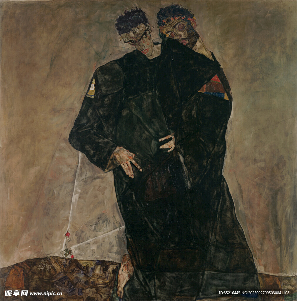 两位黑衣人物的艺术画作