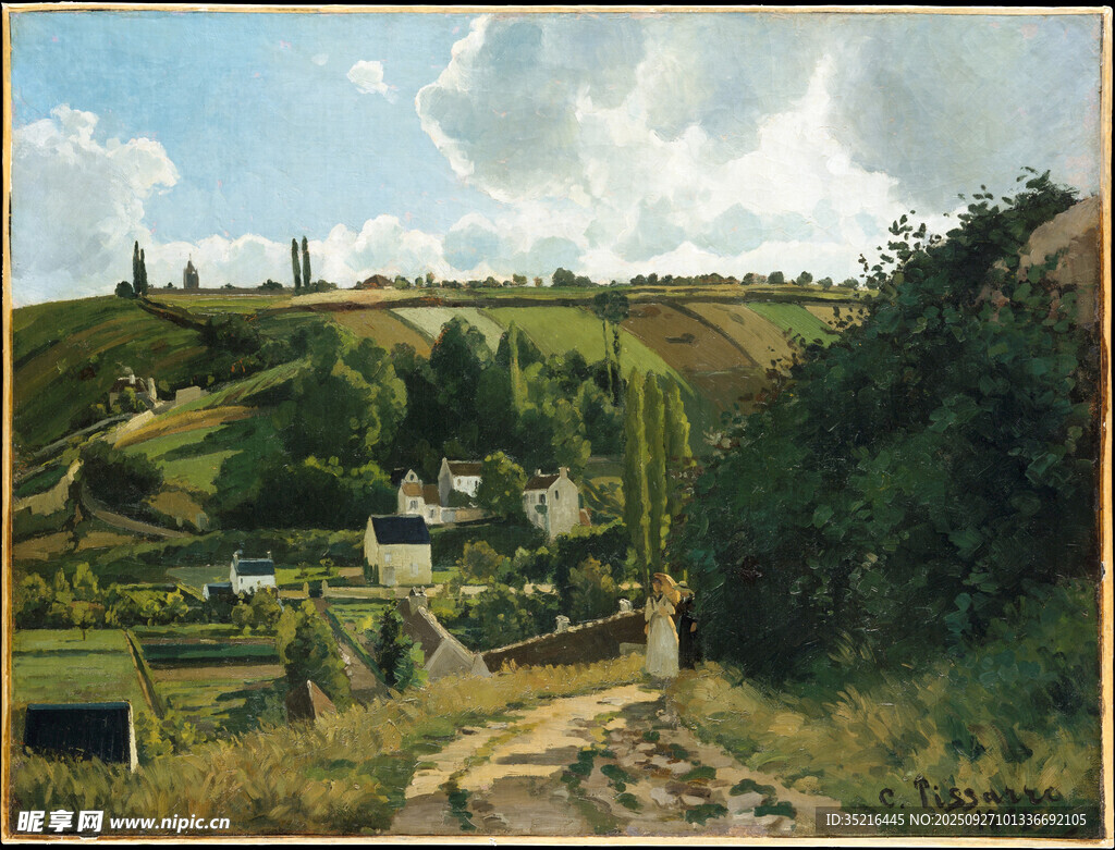 乡村田园风景油画画面