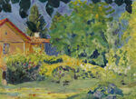 田园小屋风景油画