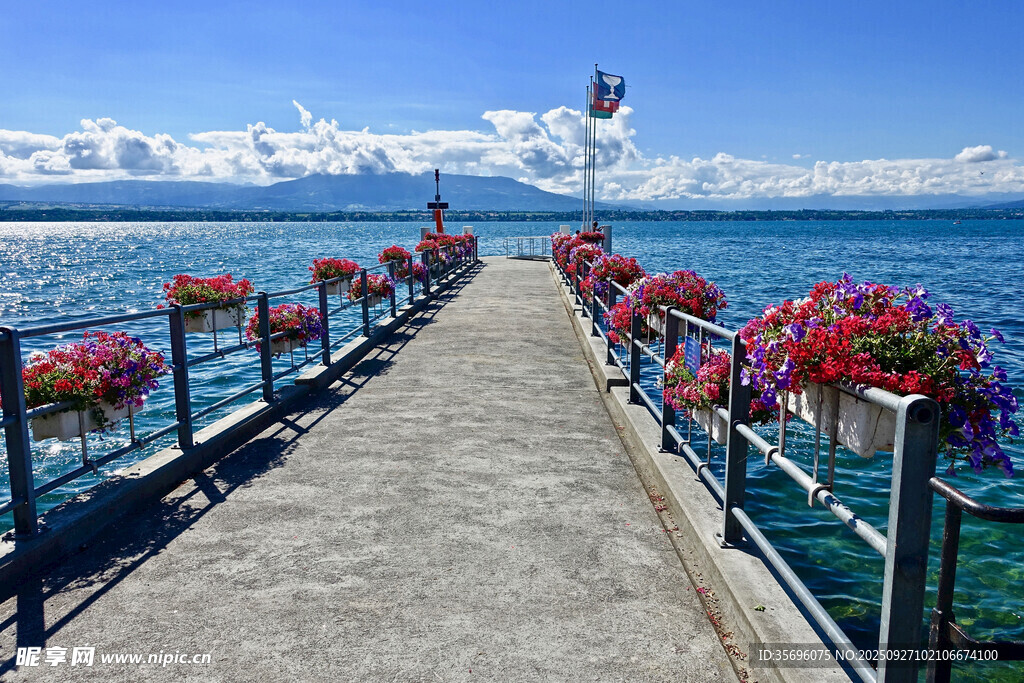 海边花饰栈桥美景