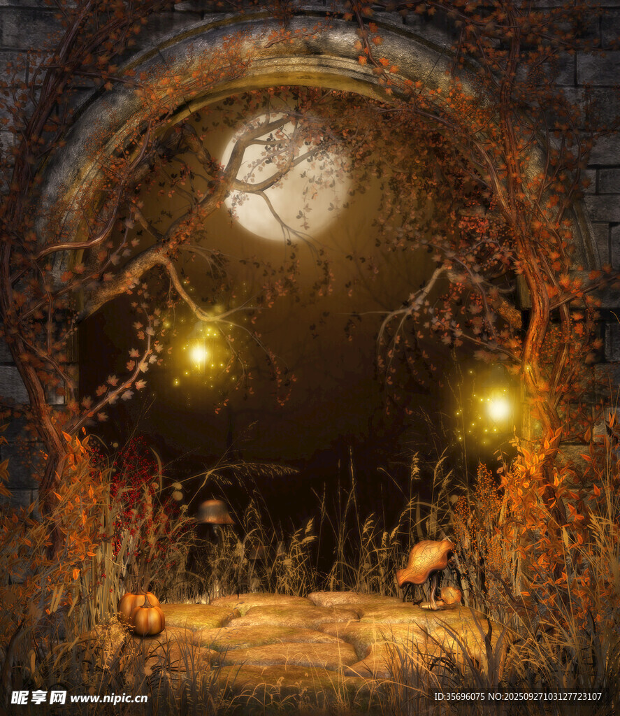 月夜下的神秘魔幻隧道