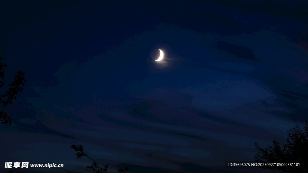 夜空下的弯弯新月