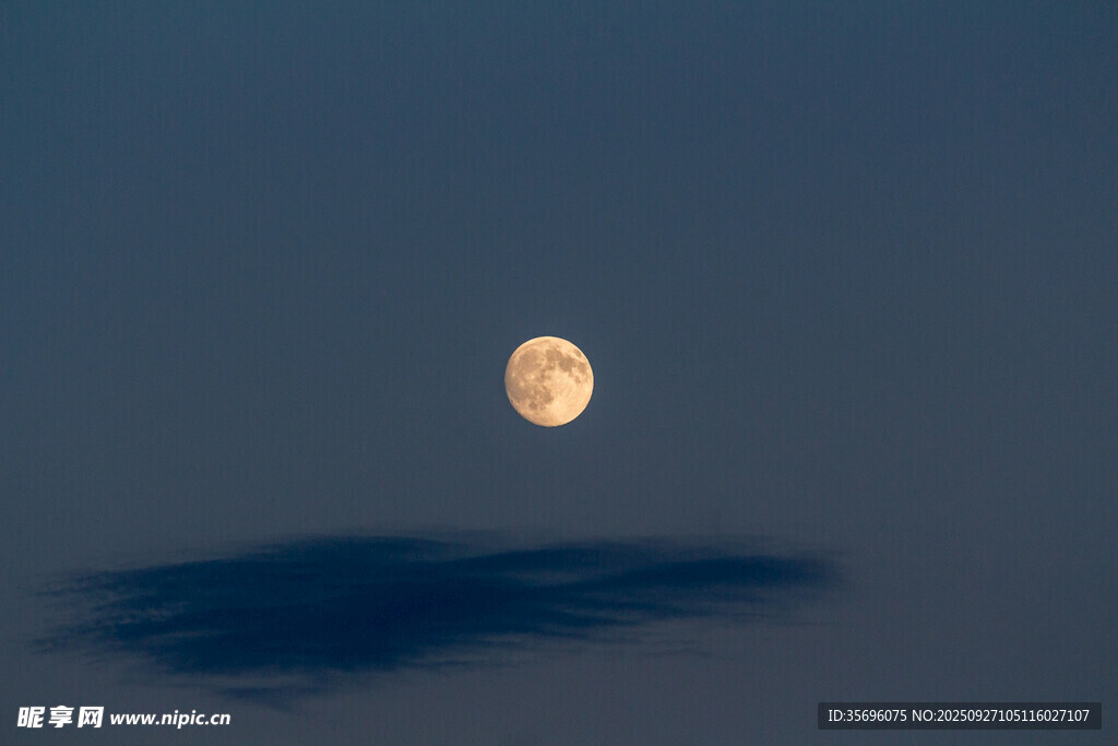 夜空中高悬的明亮圆月