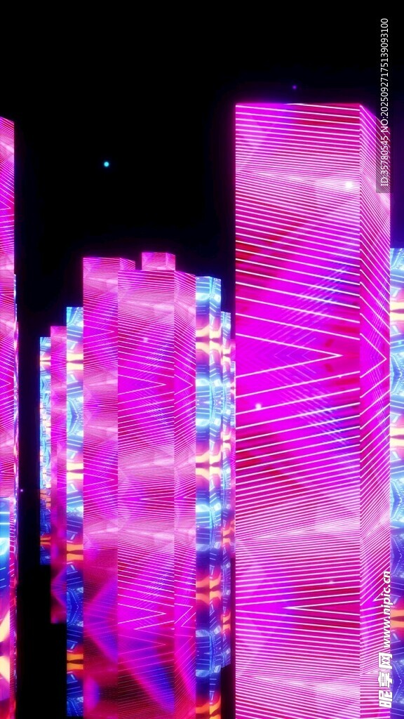 梦幻粉色灯光建筑景观