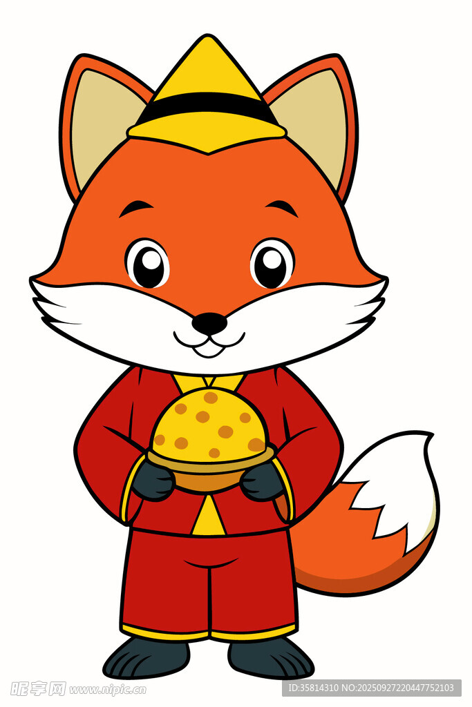 红衣狐狸捧金元宝