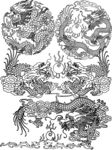 传统龙凤图案黑白线稿