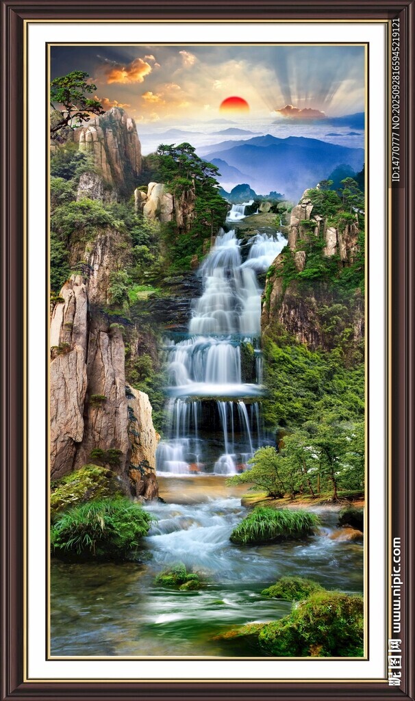 梦幻山水瀑布风景图