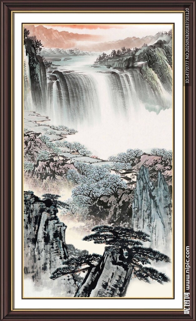 中式山水墨画