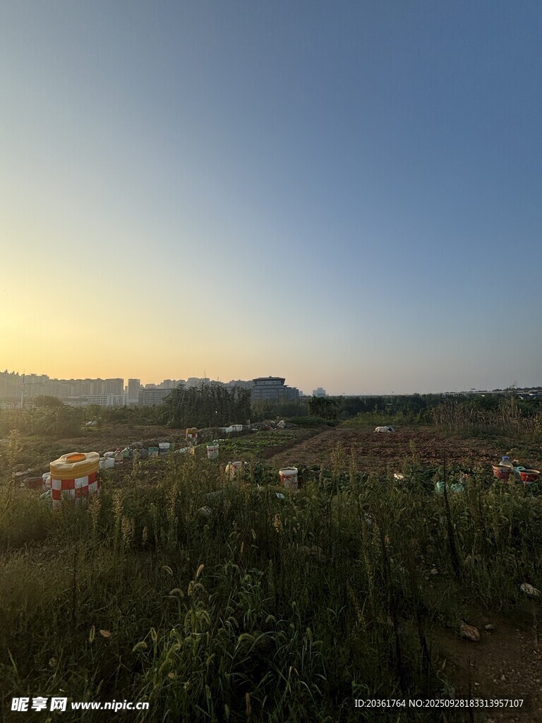 黄昏下的田园风光
