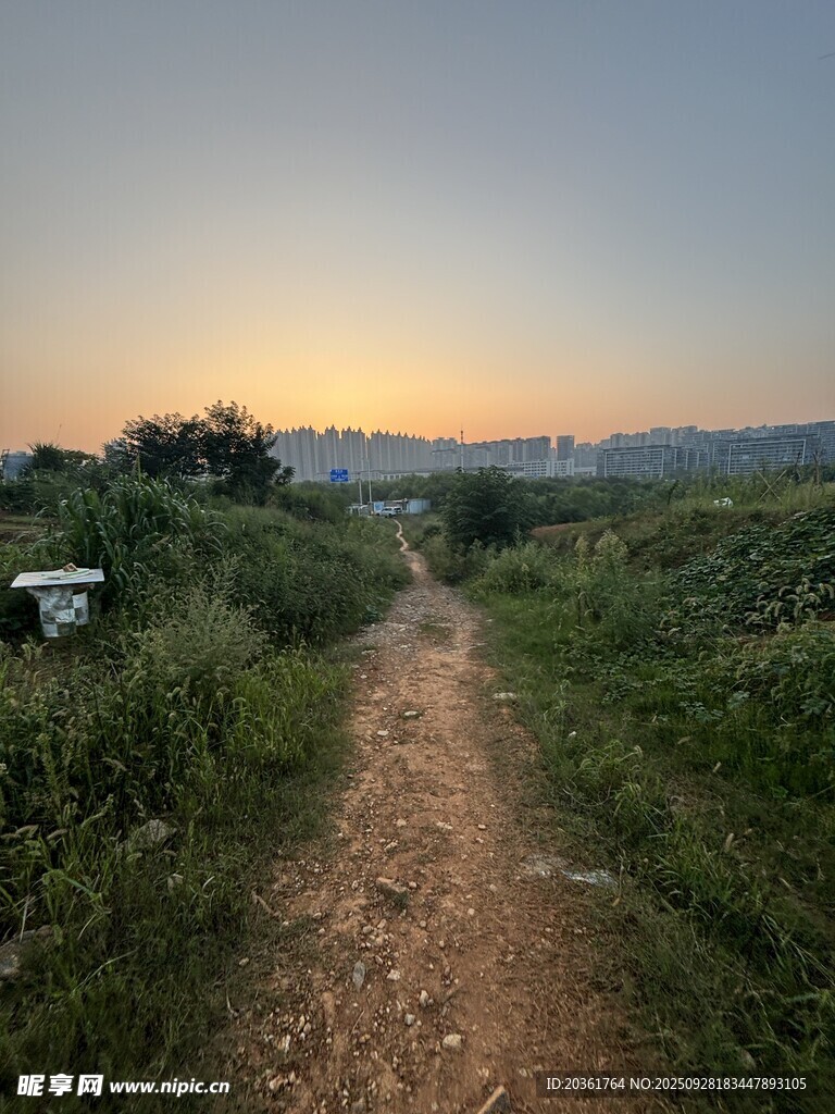 黄昏下的乡间小径