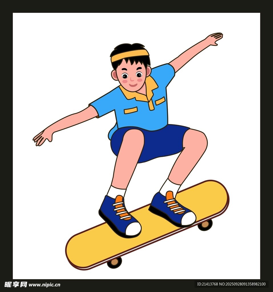 男孩玩滑板展现活力瞬间