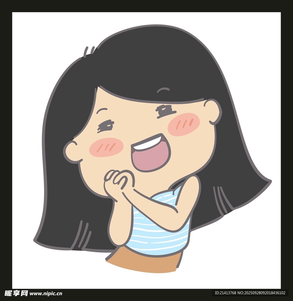 卡通女孩比心