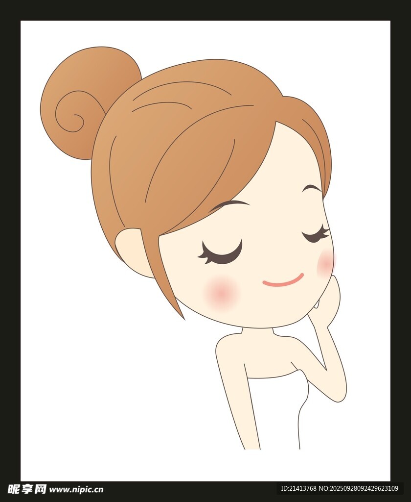 卡通女孩闭眼