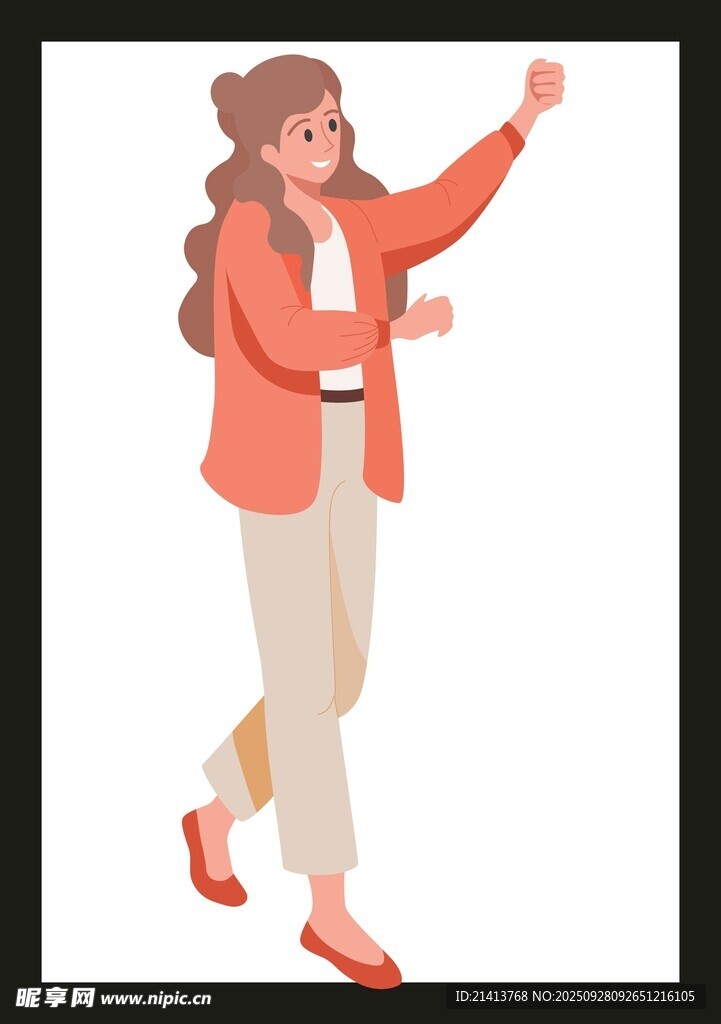 女性挥手