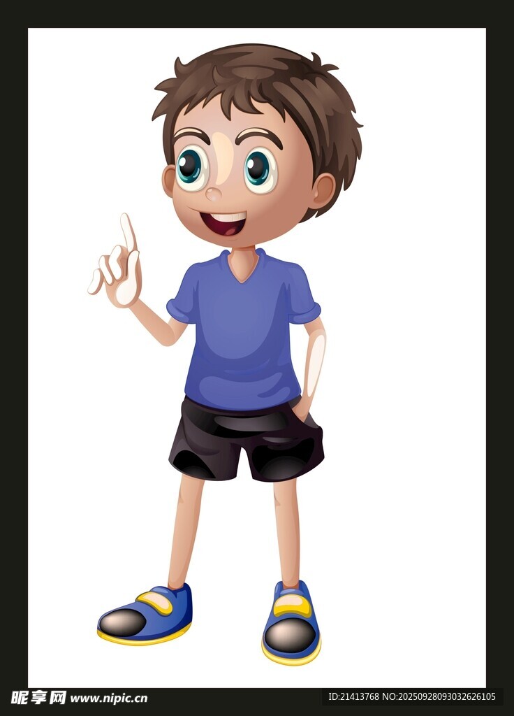 小男孩蓝上衣