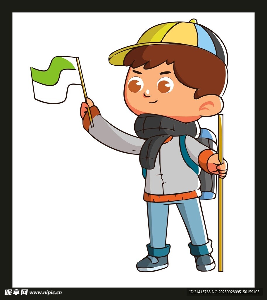 男孩徒步