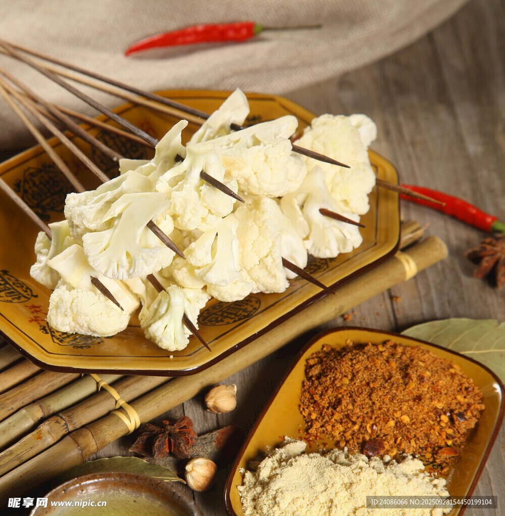 美味菜花与调料组合
