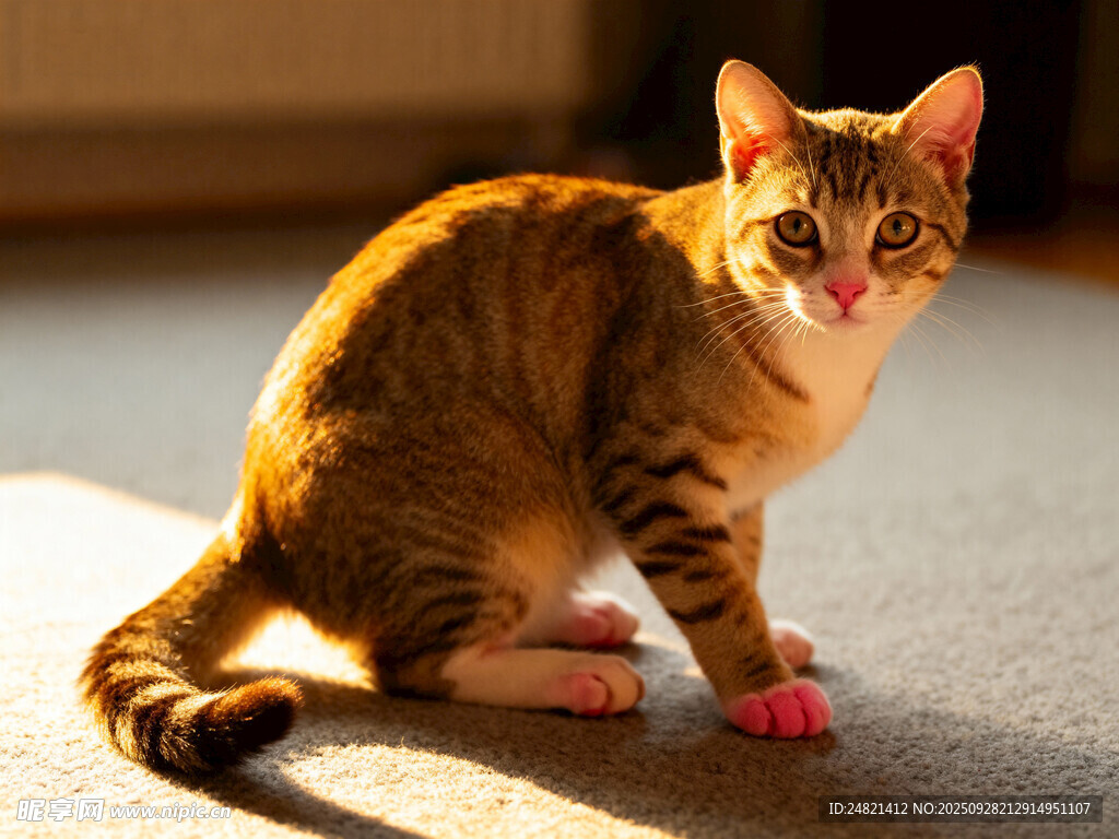 阳光下的可爱斑纹猫咪