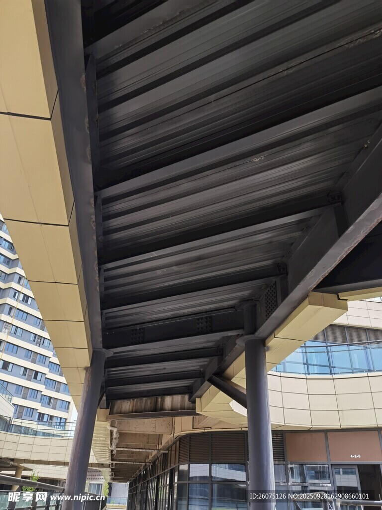 户外金属遮阳棚结构特写