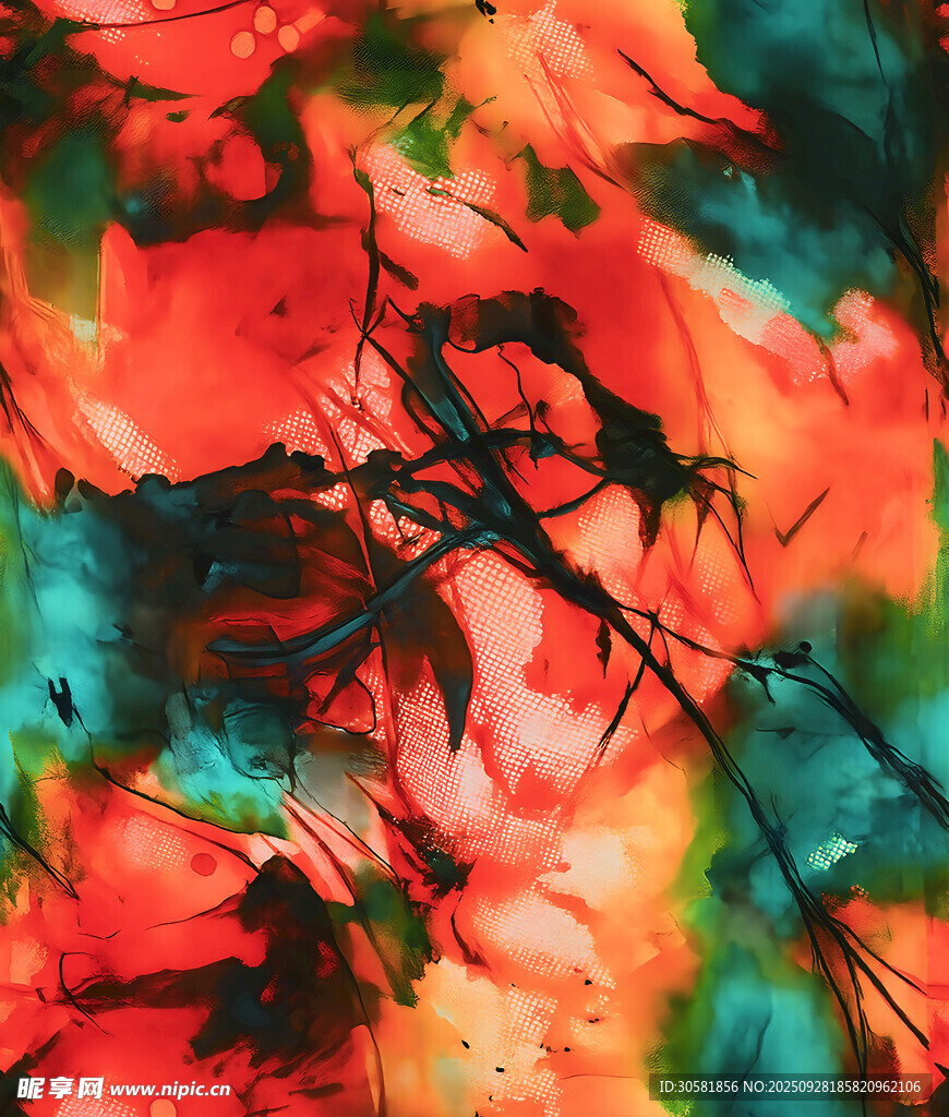 抽象色彩交织的艺术画面