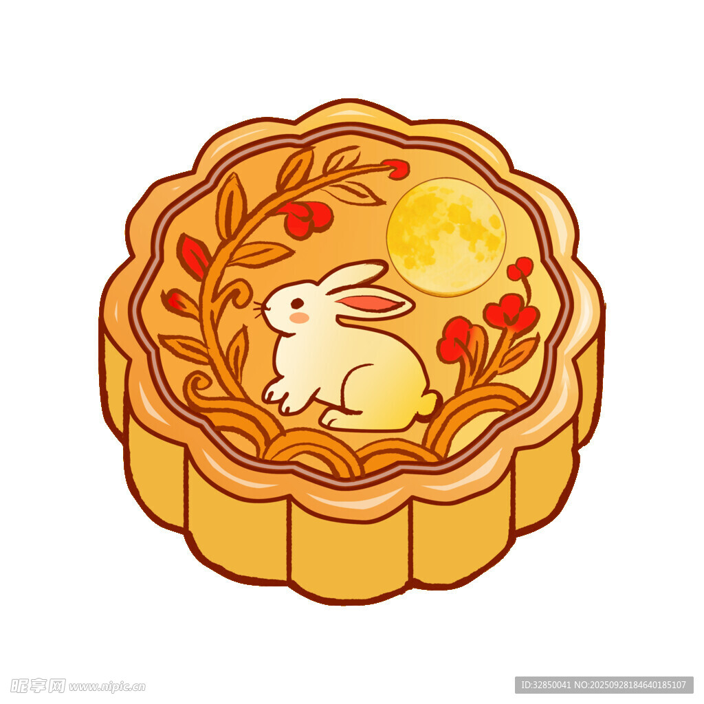 玉兔月饼插画