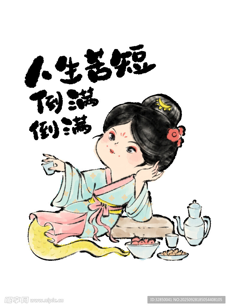 古装萌娃俏皮吃美食