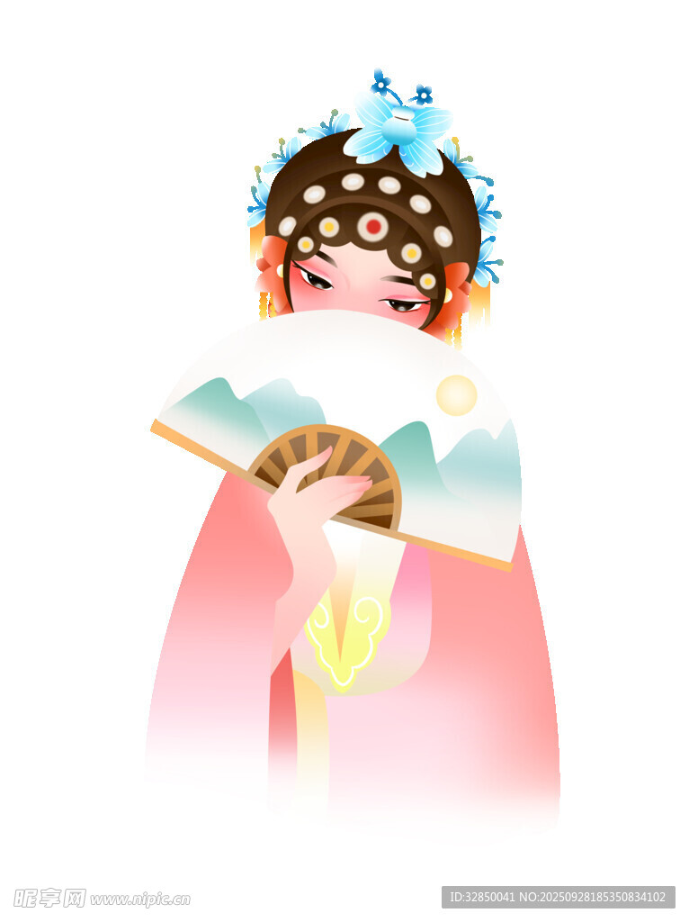 古典戏曲扮相的优雅女子