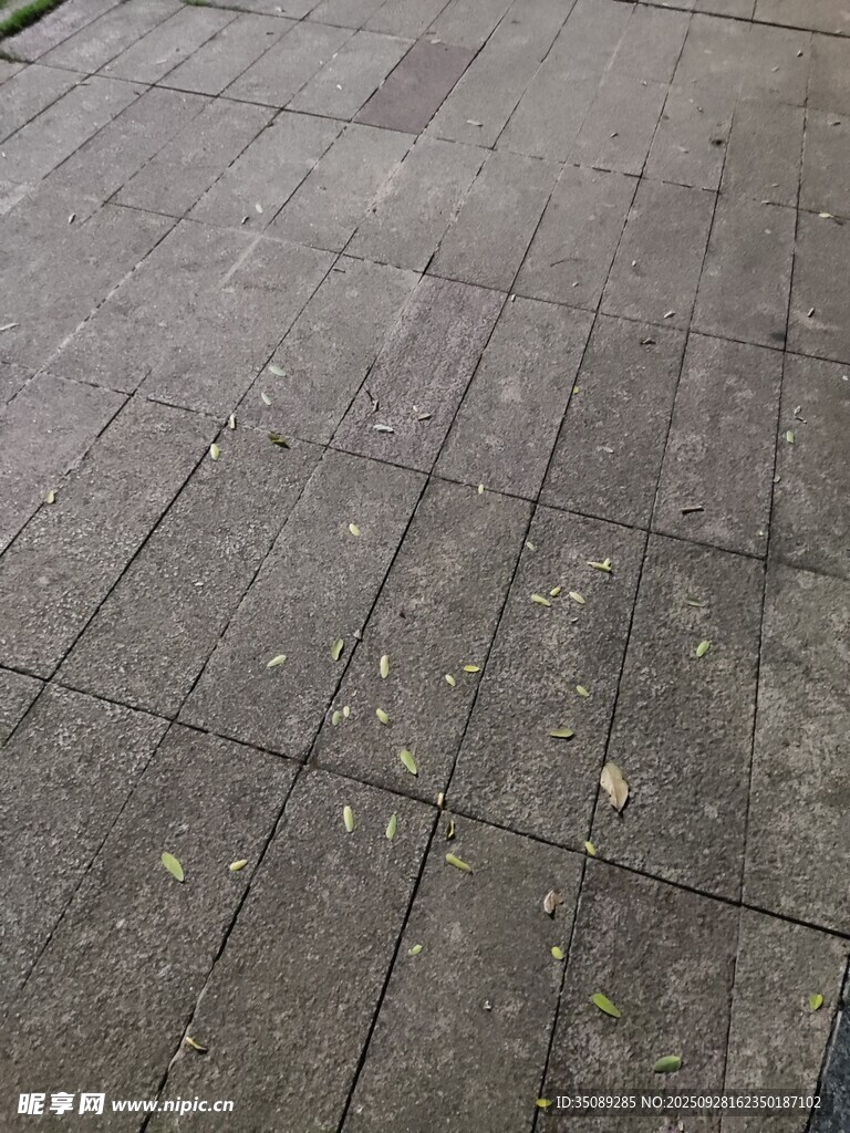 灰色砖块铺就的地面