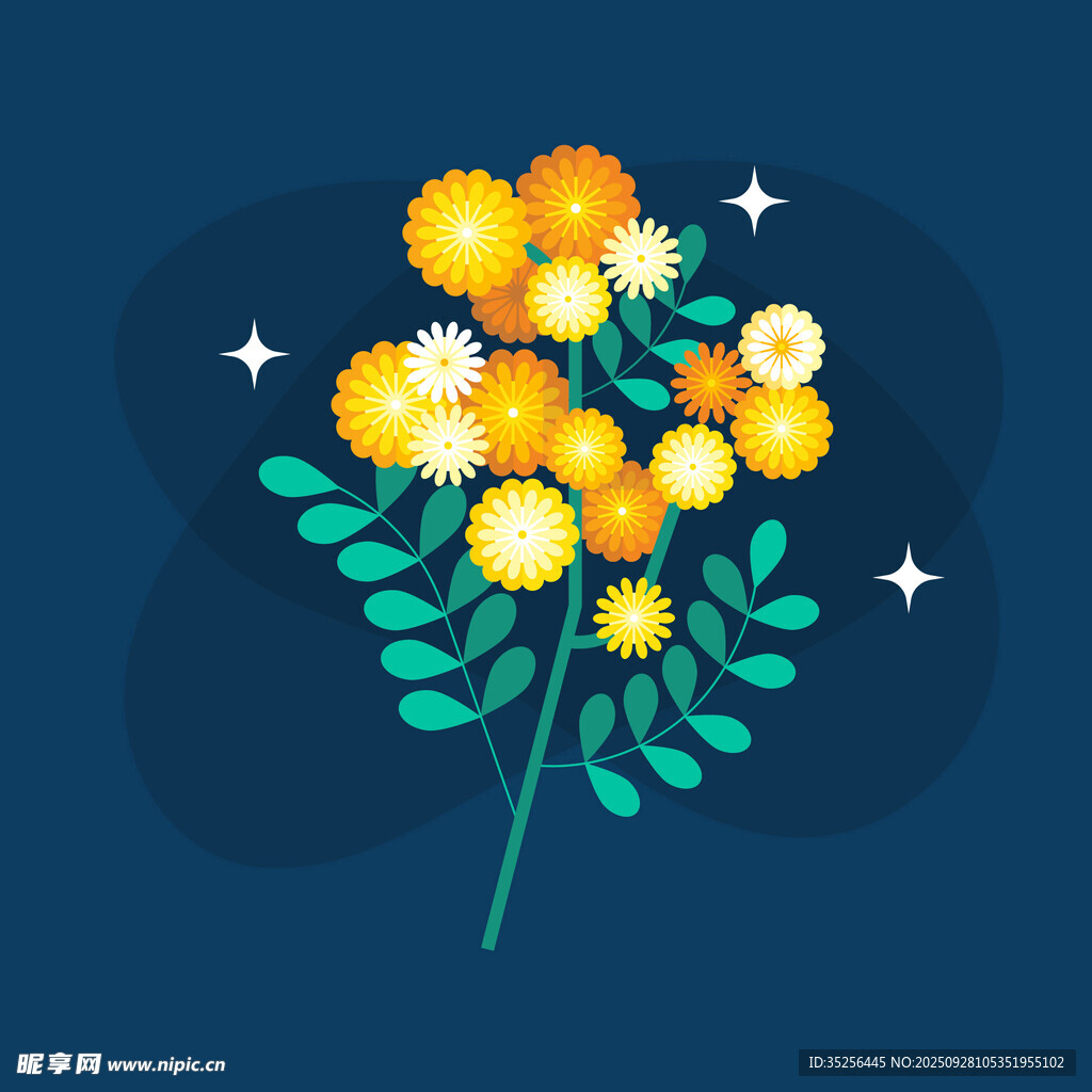 手绘黄色小花插画