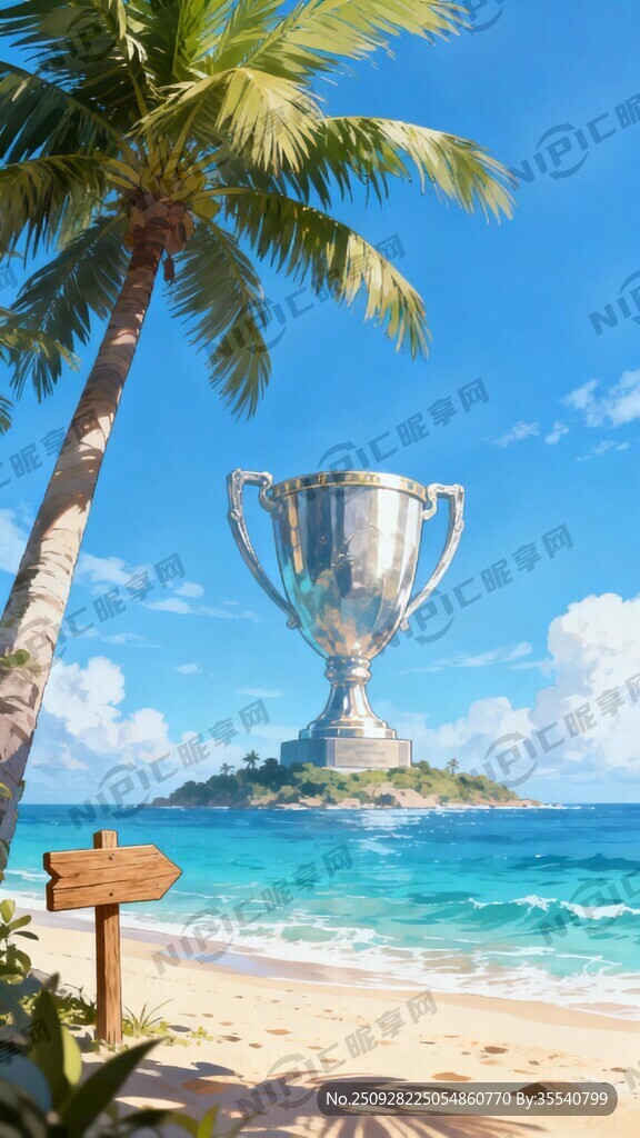 海边沙滩 棕榈树 蔚蓝色的天空
