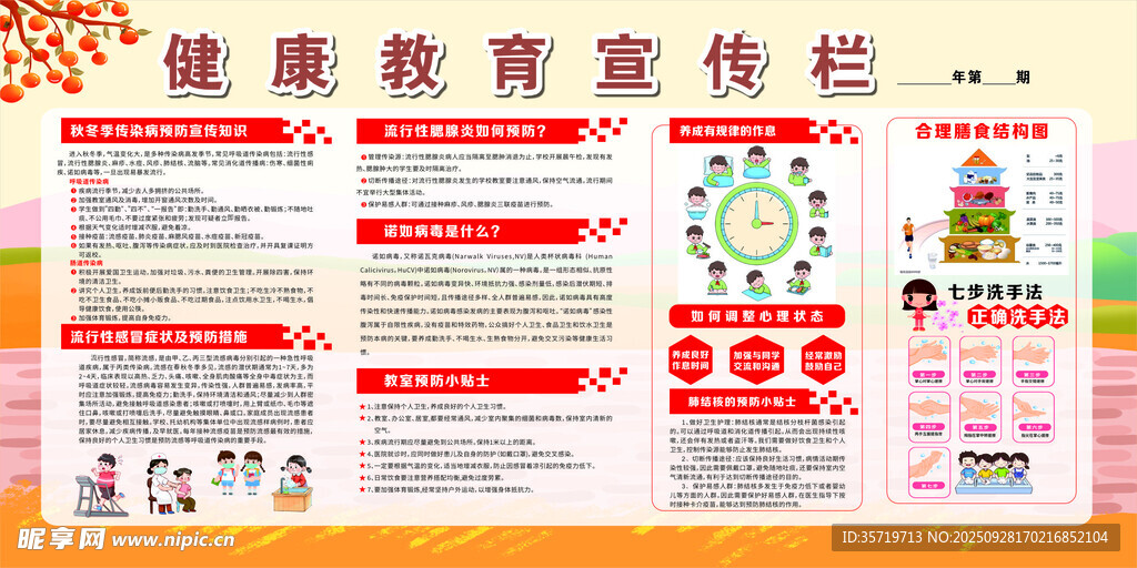 秋季健康教育宣传栏展示