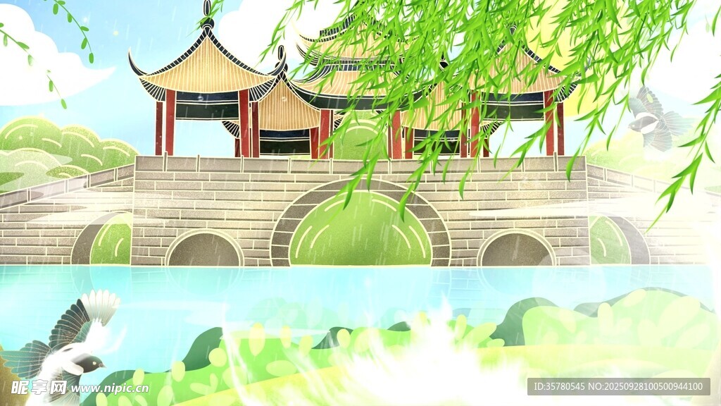 春晓诗歌曲背景LED成品视频素