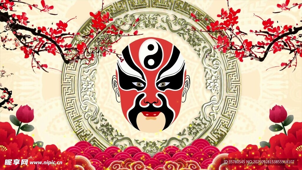 京剧脸谱中式传统装饰图